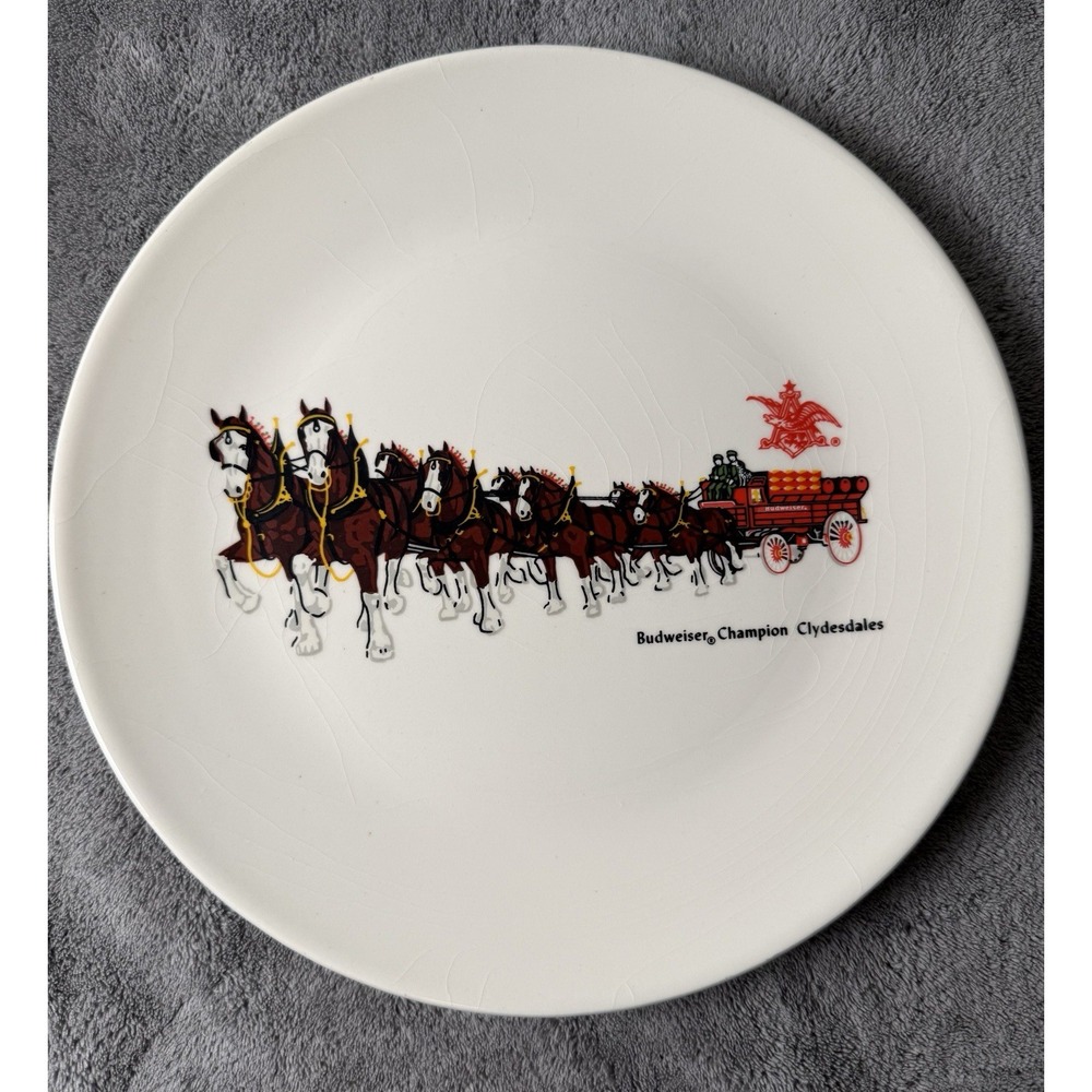 Vintage Budweiser Beer Champion Clydesdales Plate 9" Ceramic With Eagle Stamp